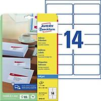 Avery J8163-25  Labels, 99.1 x 38.1 mm 14 Labels Per Sheet, 350 Labels Per Pack