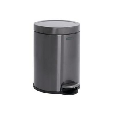 Rubbermaid 6L Stainless Steel Round Step-On Wastebasket, Charcoal