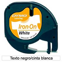 Fita rotulagem Dymo LetraTag - 12 mm - tecido - preto fundo branco