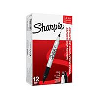 Sharpie Twin-Tip Permanent Markers Black - Pack Of 12