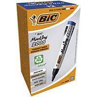 BIC Marking 2000 ECOlutions Permanent Markers Med Bullet Tip - Blue, Box  12