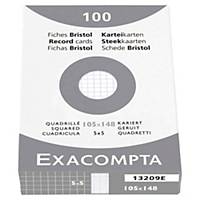 Fiche bristol Exacompta - quadrillée - blanche - 105  x 148 mm - étui 100 fiches