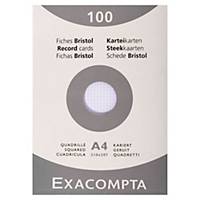 Fiche bristol Exacompta - quadrillée - blanche - 210 x 297 mm - étui 100 fiches