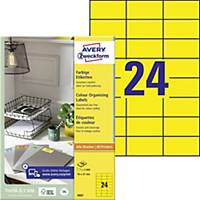 Avery Zweckform 3451 címke, 70 x 37 mm, sárga, 2400 címke/csomag