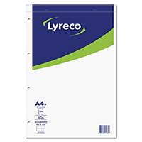 Bloc-notes Lyreco A4+, carreaux 4 x 8 mm, agrafé en tête, 100 feuilles