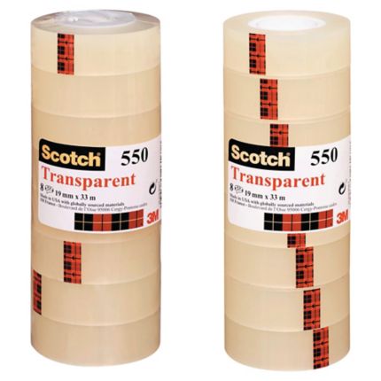 Ruban adhésif transparent Scotch® 550, 19 mm x 33 m, 8 rouleaux