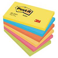 Post-it® Notes Energetic-farver, 6 blokke, 76 mm x 127 mm, 100 ark pr. blok