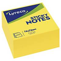 Cubo de 400 notas Lyreco - papel reciclado - amarillo ultra - 76 x 76 mm