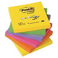 Post-it® Z-Notes Neon regnbuefarver, 6 blokke, 76 mm x 76 mm, 100 ark pr. blok