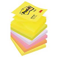 Karteczki Post-it® Z-Notes, Neonowe, 76 x 76 mm, 6 bloczków po 100 sztuk