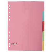 LYRECO BUDGET ASSORTED COLOUR A4 5-PART INDEX SUBJECT DIVIDERS