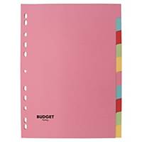 Rozdělovač 10-dílný Lyreco Budget, kartonový, A4, pastelový barevný