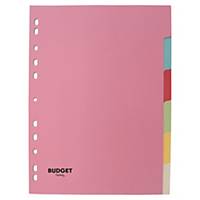 Lyreco budget 6P c/board divider A4, 160g, pastel
