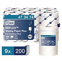 Tork Mini Reflex™ centerfeed poetsdoek, 2-laags, wit, 200 vellen, per 9 rollen