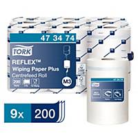 Tork Reflex M3 White Mini Centrefeed 2 Ply Wiping Paper Roll 67M - Pack of 9
