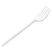 Duni vork, wit plastic, 165 mm, pak van 100 vorken