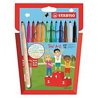 Stabilo trio A-Z felt pens assorted colours - pack of 12