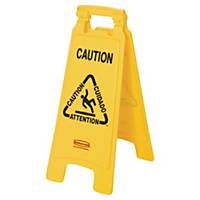 Rubbermaid Commercial Products Multilingual  Caution  Double Sided Sign - Yellow