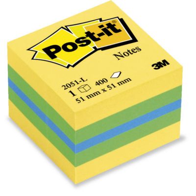 Haftnotiz-Würfel 3M Post-It Mini 2051L, 51X51Mm, 400 Blatt, Limone