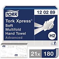 Essuie-mains interfoliés Tork Xpress Advanced, 2 plis, blanc, 21 x 180 feuilles