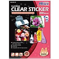 HI-JET Inkjet Transparent Sticker A4 200 Micron - Pack of 10 Sheets