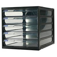 ORCA CFB-5 Plastic Cabinet 5 Drawers Black/Clear