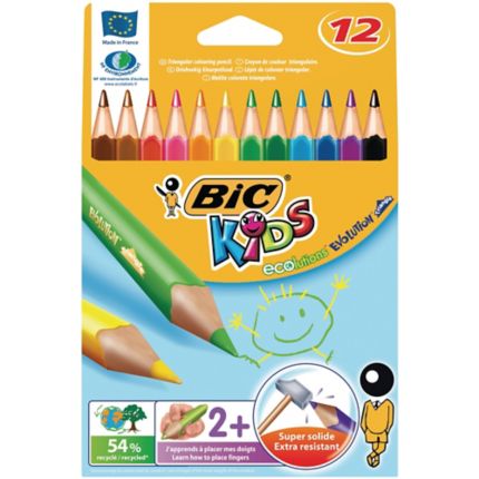 Aanval Intensief handig Bic® Kids Evolution driehoekige kleurpotloden, pak van 12 potloden