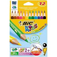 Farveblyanter BIC Kids Evolution Triangle, æske a 12 blandede farver