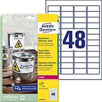 Etiquette ultra-résistante Avery - L4778-20 - 47,5 x 21,2 mm - blanche - par 960