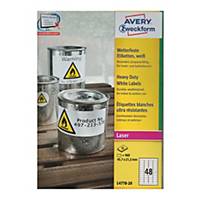 Avery L4778 Heavy Duty White Label 45.7 x 21.2mm - Pack of 960 Labels