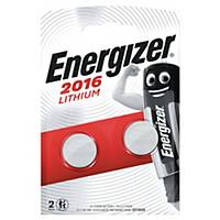 Knapcelle batterier Energizer Lithium CR2016, 3V, pakke a 2 stk.