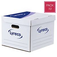 Pack de 10 caixas de arquivo Lyreco Easy Cube - lombada 350 mm - branco/azul