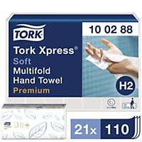 Serviette pliée Tork Xpress Premium 100288, pli en M, 2 pli, pack de 21x110 pcs