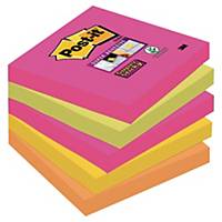 3M Post-it® 654S Super Sticky Haftnotizen, 76x76 mm, farbig, 5 Blöcke/90 Blatt