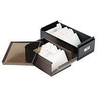 POWER STONE PS660 Business Card Box for 600 Cards Dark Brown