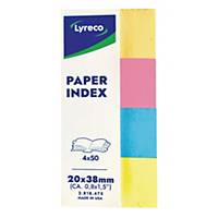 Lyreco Paper Index 20X38mm Pack of 4 Assorted Colours