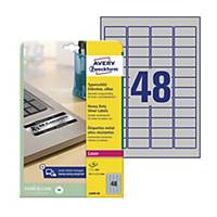 Avery L6009-20 Laser Labels Silver 45.7 X 21 Mm - Box Of 960
