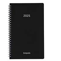Agenda de poche Brepols Polyprop avec couverture noire, papier ligné