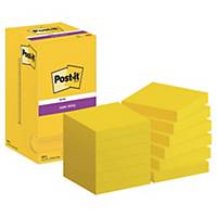 Notes repositionnables Post-it 654-S Super Sticky, 76 x 76mm,90 feuil., jaune
