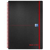 Oxford Black n  Red Notebook A4 Poly Cover Wirebound Ruled 140 Pages Black