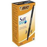 BIC Soft Feel Retractable Ballpoint pens Med Point (1.0 mm) Black, Box of 12