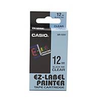 CASIO 卡西歐 顏色標籤帶 XR-12X1 12毫米 x 8米 黑色字透明色底