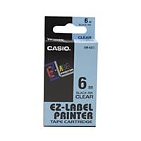 CASIO 卡西歐 顏色標籤帶 XR-6X1 6毫米 x 8米 黑色字透明色底