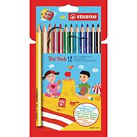 Crayons de couleur Stabilo® Trio, le pack de 12 crayons