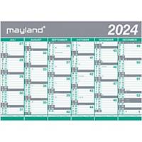 Vægkalender Mayland 8075 00, 2 x 6 måneder, 2024/25, 70 x 100 cm
