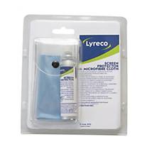 Deterg. per schermi e panno in microfibra Lyreco, 25 ml, panno azzurro