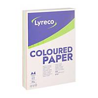 Lyreco assorted pastel A4 paper, 80 gsm, per ream of 100 sheets