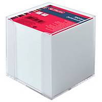Herlitz Notizzettel-Box 10410801, mit 700 Blatt weiß, Maße: 9x9cm, transparent