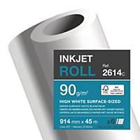 BRIGHT WHITE INKJET PAPER UNCOATED PLOTTER ROLLS 90GSM - BOX OF 6