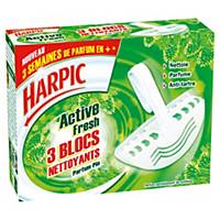 Bloc anti-tartre WC Harpic Active Fresh - parfum pin - boîte de 3